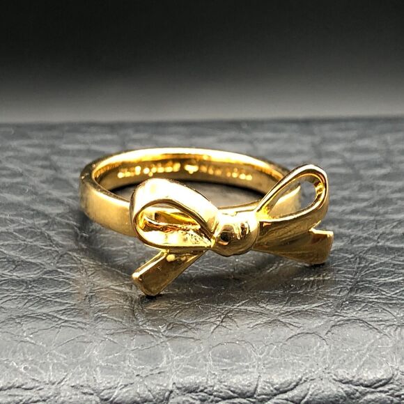 kate spade new york Jewelry - Kate Spade NY Bow Ring Size 6 Gold Plated Love Notes Skinny Mini Dainty Preppy